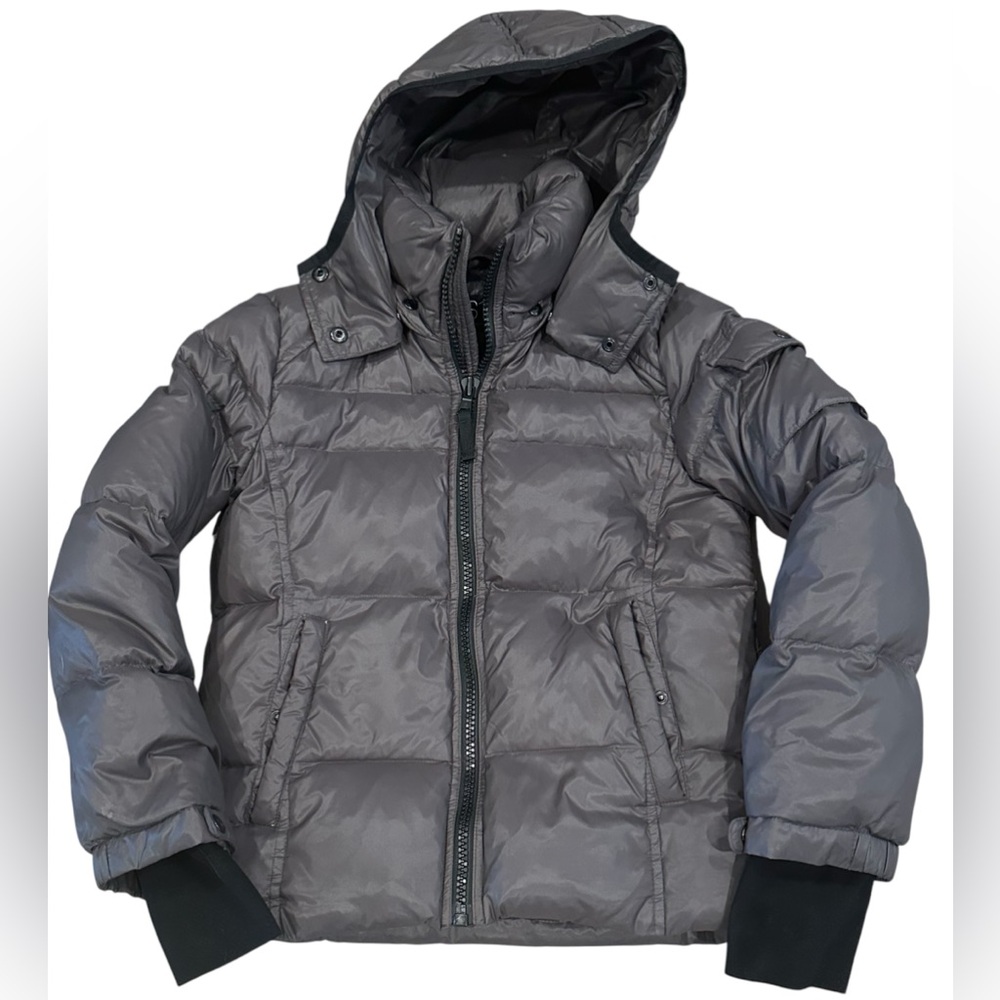 S13 New York Girls Sz 12 Metallic Puffer Hooded Duck Down Jacket